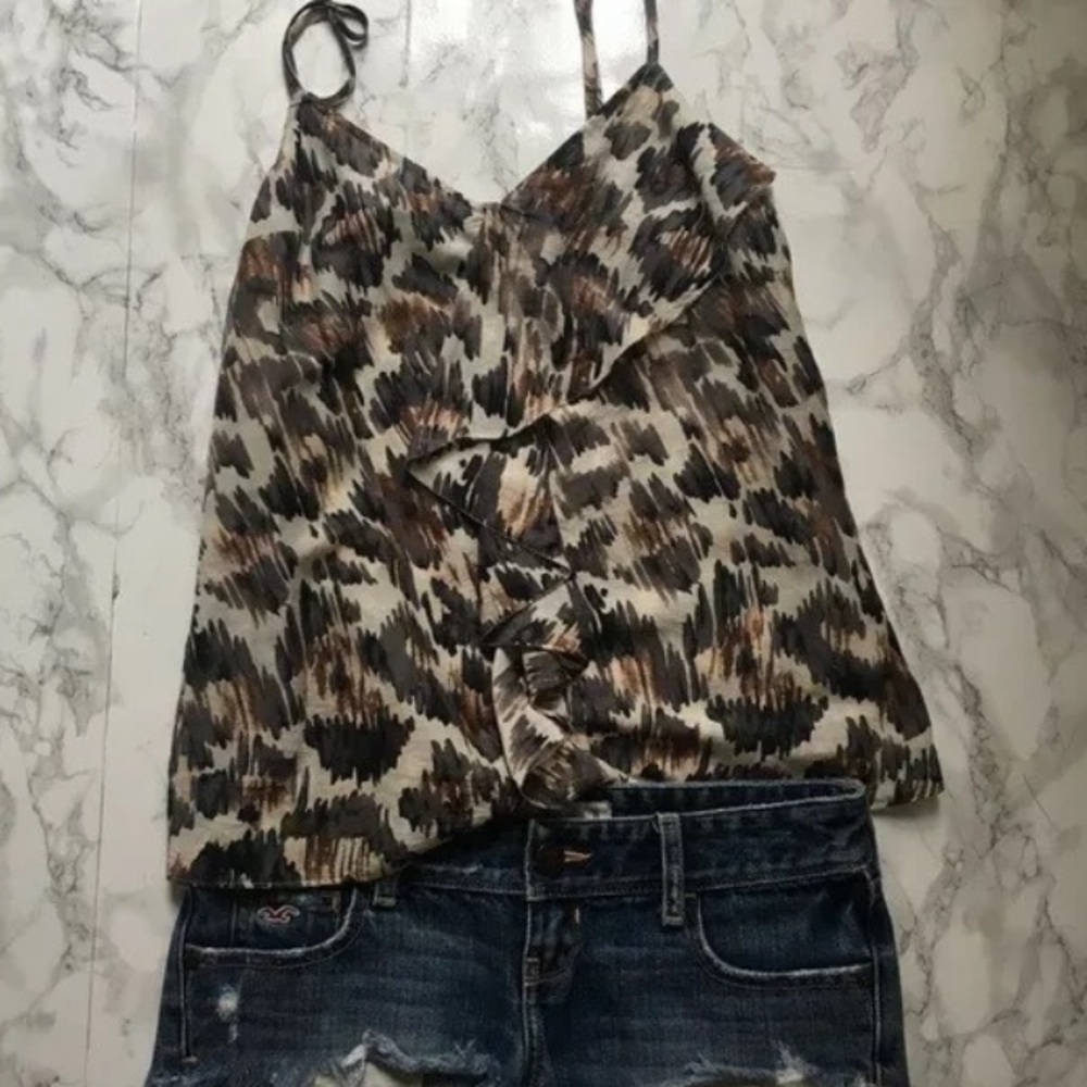 7 For All Mankind Leopard Ruffle Cami Top - Picture 4 of 10